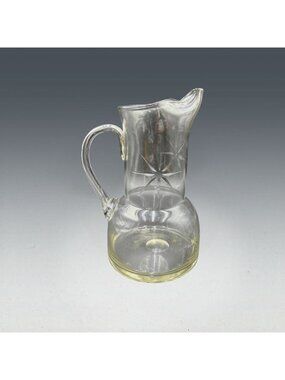 Vintage Fostoria Sunburst Etched Glass Pitcher - Bethlehem Star Atomic Star Patt